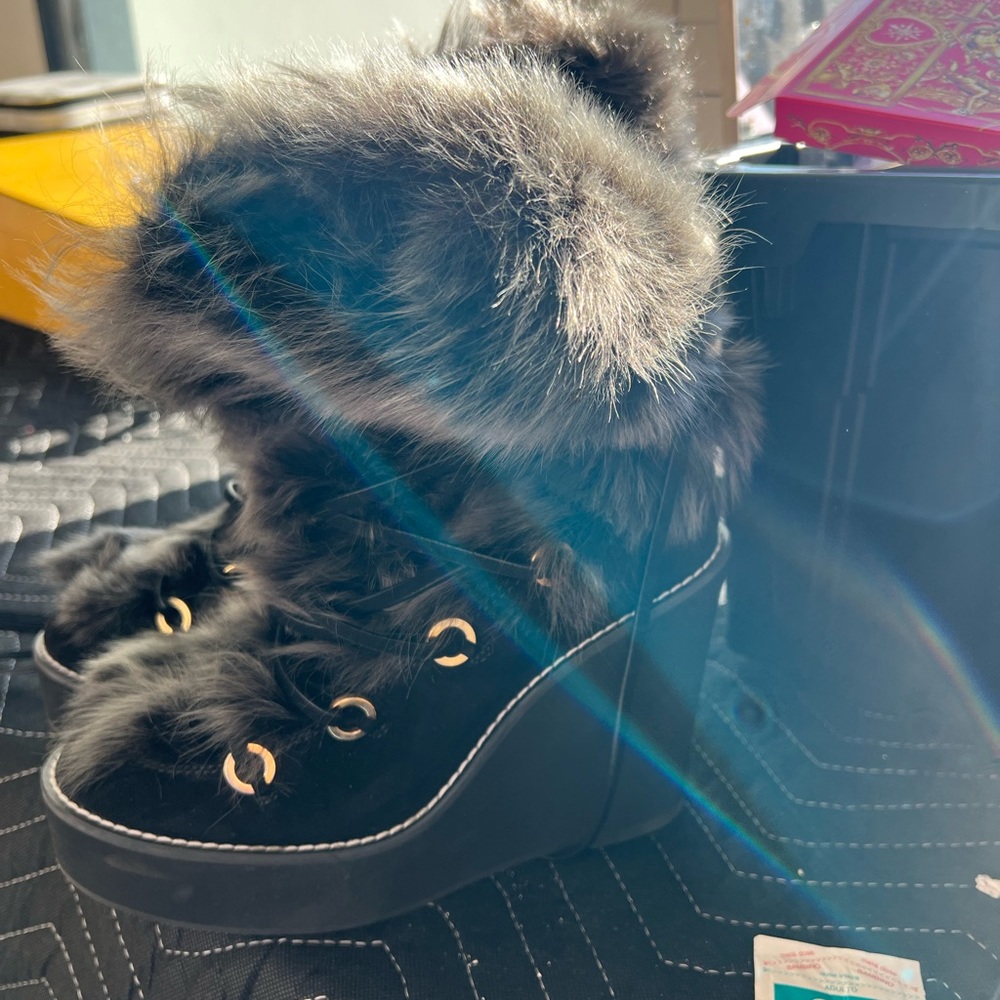 Stuart Weitzman Fur Black Booties - image 2